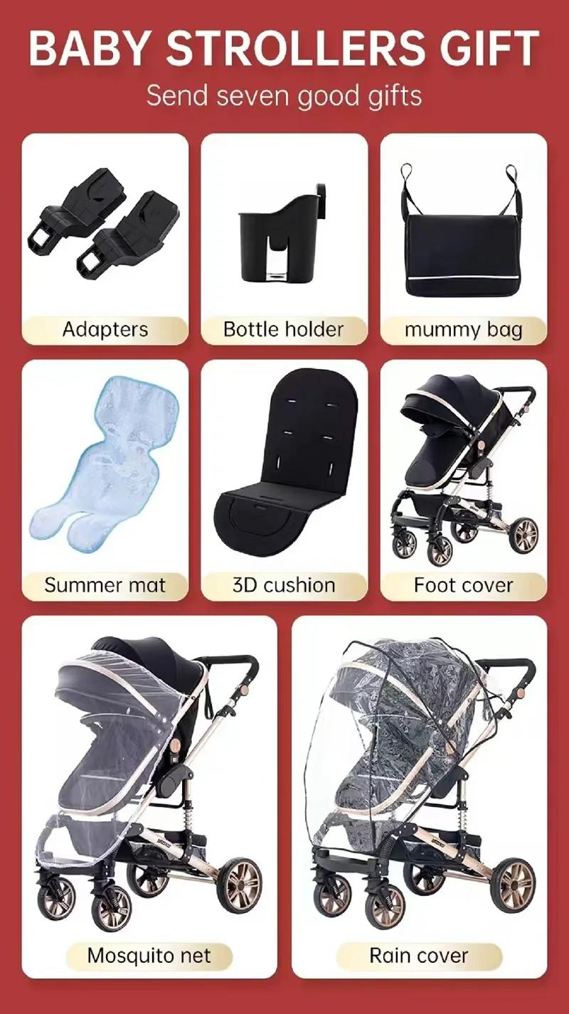 Poussette multifonctionnelle 3 en 1, système de voyage combiné, poussette compacte pour nouveau-nés