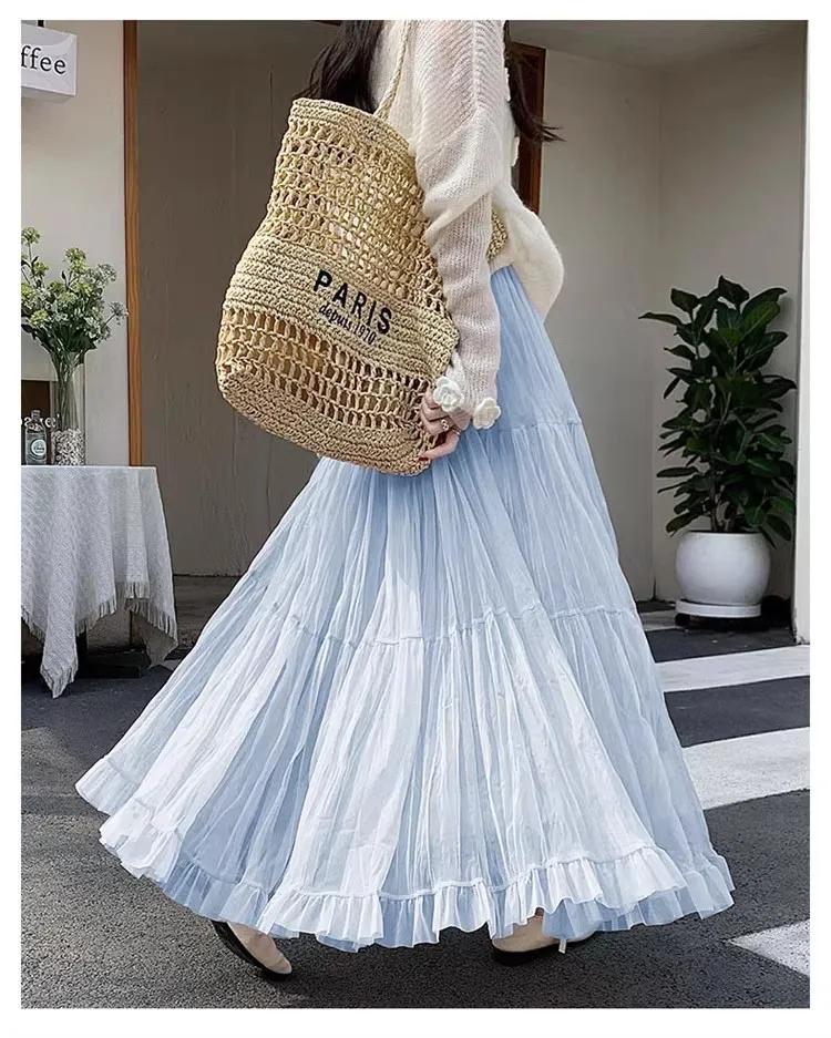 Jupe plissée élégante pour femme avec taille élastique, coupe ajustée, longueur longue, style A, ten