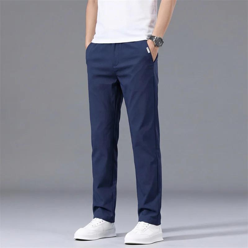 Pantalon décontracté homme en fibre de polyamide extensible, coupe slim droite, idéal pour l'été – B