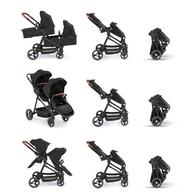 NOUVEAUX poussettes légères multifonctions pour jumeaux Poussettes pour deux enfants à bord landau 2