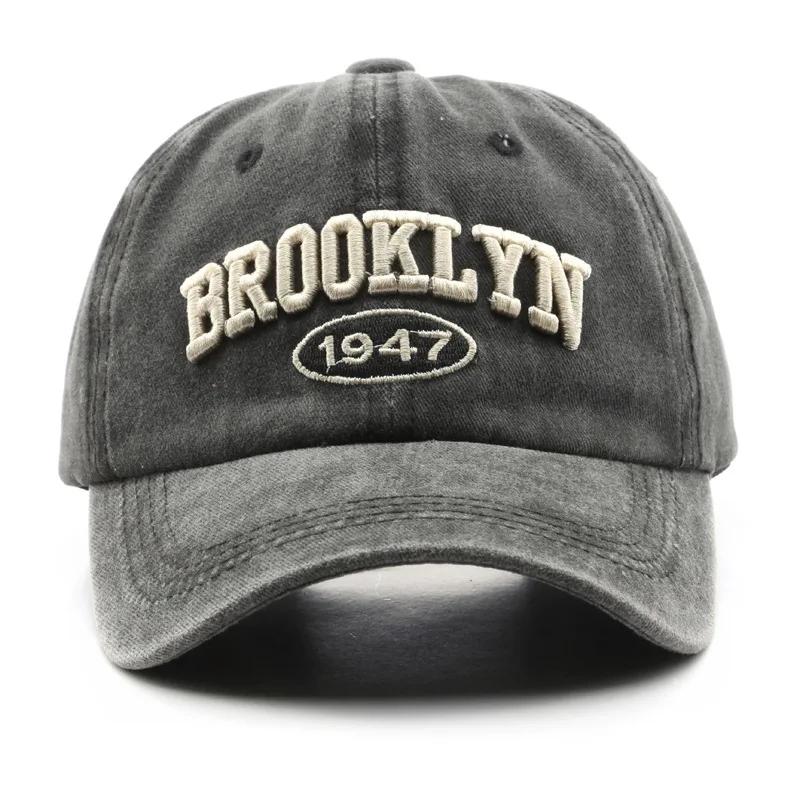 Rétro brooklyn lettre broderie casquettes de Baseball printemps été hommes femmes coton réglable cha