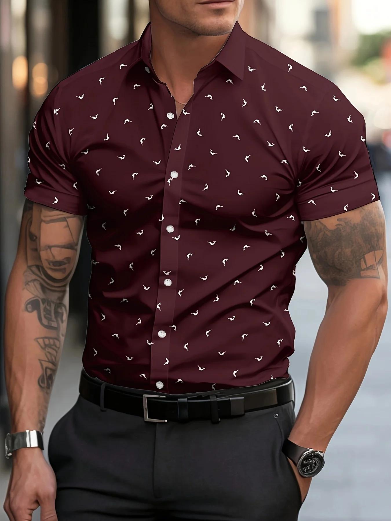Chemise décontractée à manches courtes pour hommes – Tissu léger et respirant d'été avec imprimé poi