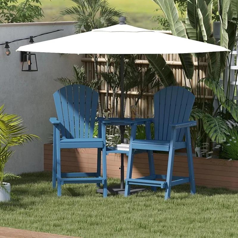 Ensemble de 2 chaises Adirondack hautes, chaise Adirondack en hauteur de barre HDPE toutes saisons a