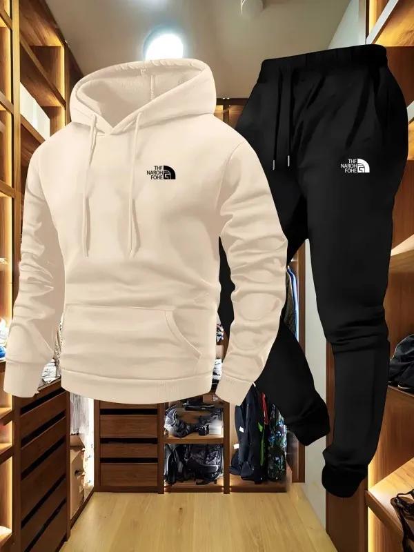 Ensemble décontracté deux pièces pour homme, automne et hiver, sweat-shirt à capuche et pantalon ave