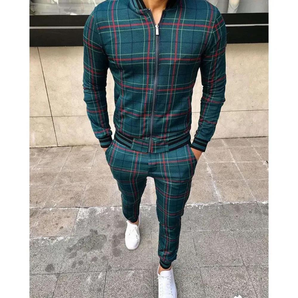 Nouveaux messieurs survêtement ensemble vestes ensembles hommes fermeture éclair costume hommes mode