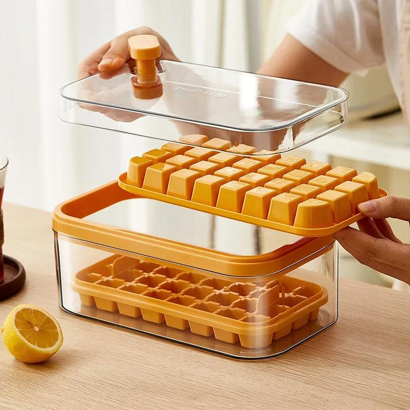 Nouveau Tepy 64 fentes moules à glaçons plateaux avec couvercle créatif 2 en 1 moules à glaçons et b