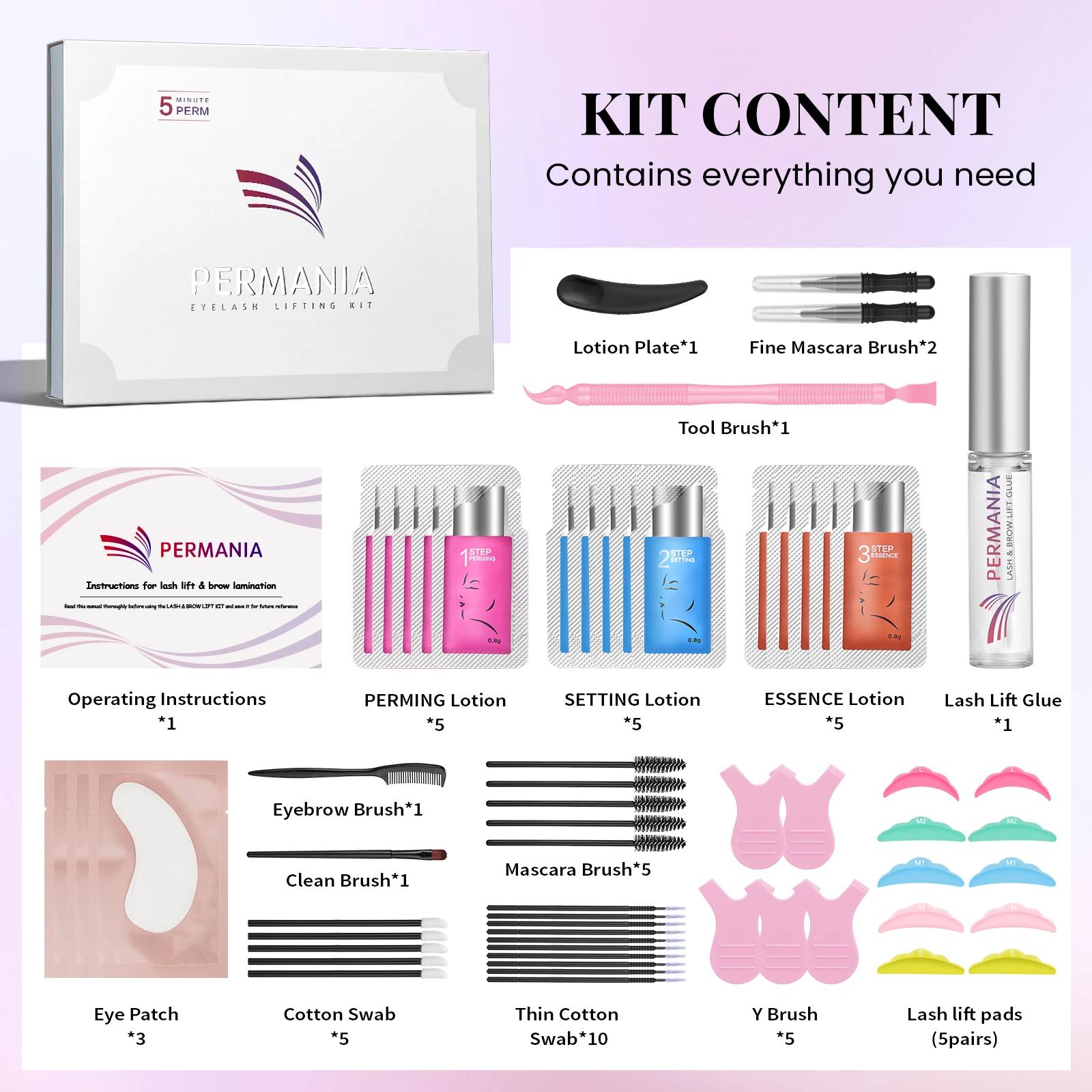 PERMANIA Kit de rehaussement des cils à effet longue durée 5-8 minutes, rehaussement rapide des cils