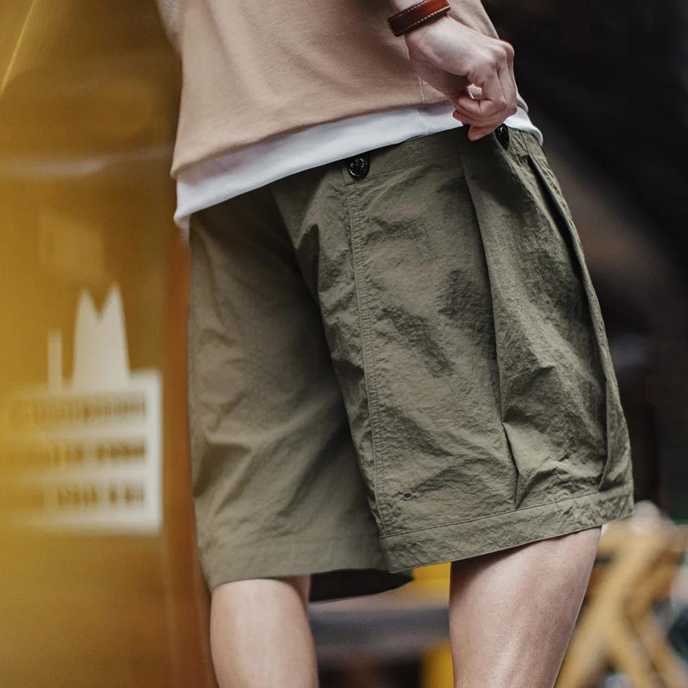 Maden – short vert décontracté avec poches pour hommes, léger, tissé, jambes droites, taille élastiq