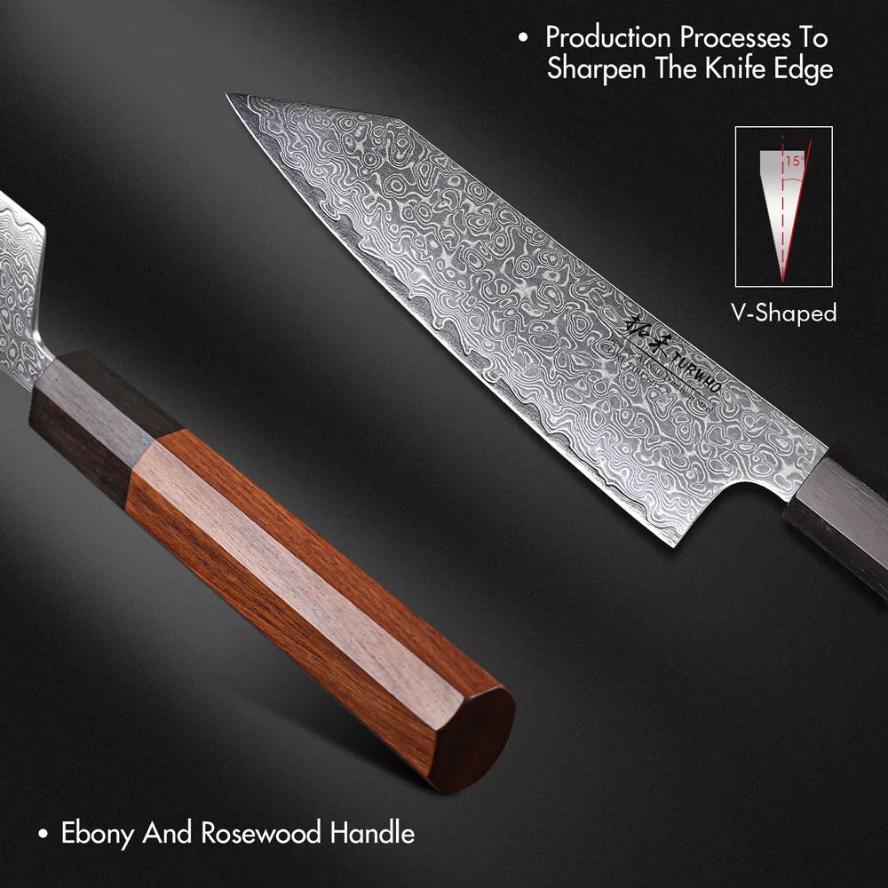 TURWHO 5 "couteau utilitaire de cuisine japonais forgé à la main en acier damas couteaux de Chef lég