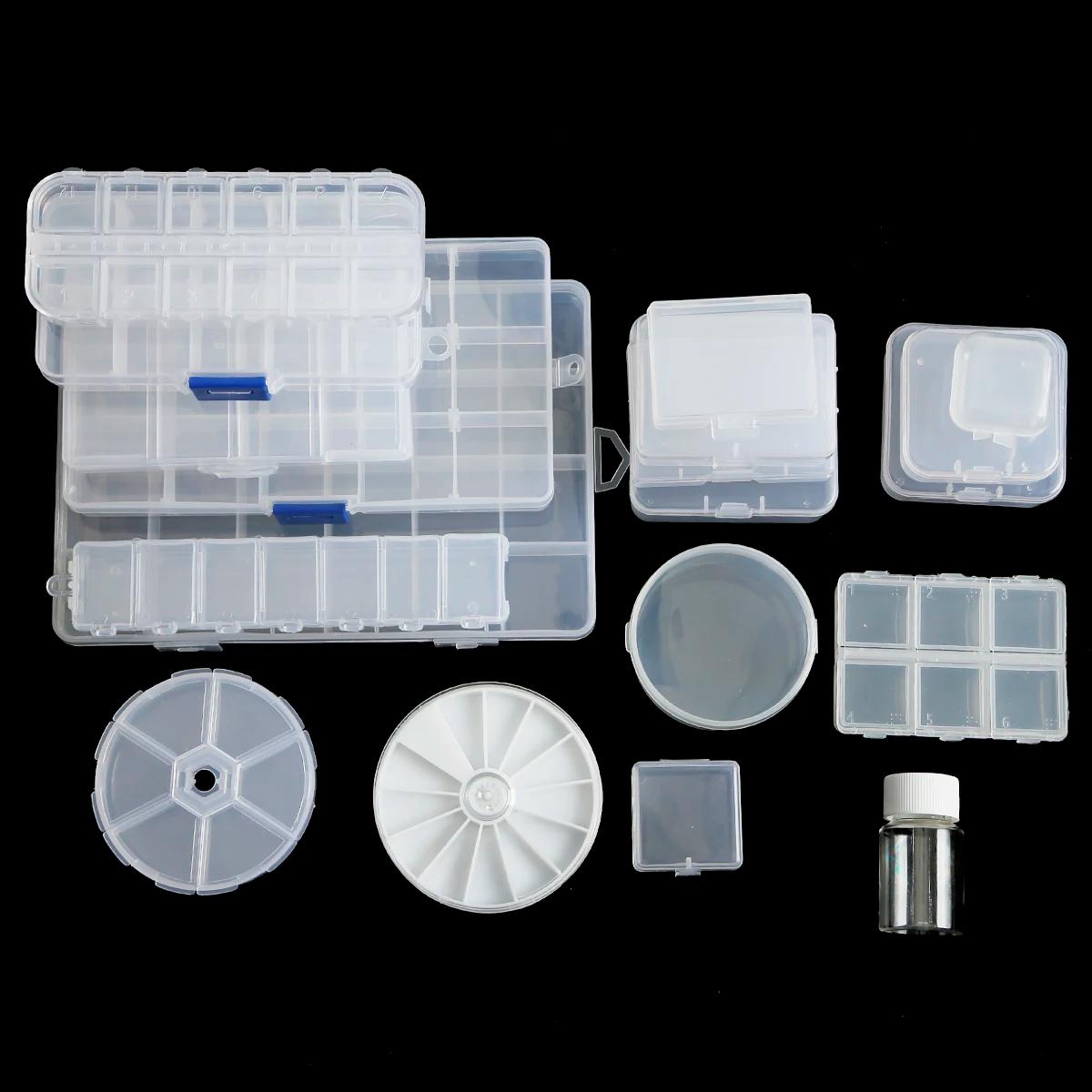 Boîte de rangement en plastique transparent pour bijoux, conteneur réglable pour perles, boucle d'or