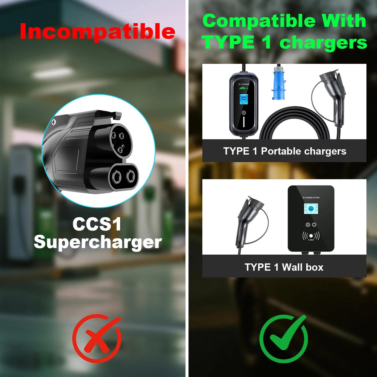 Kolanky 32A 7.2 KW Type 2 à Type 1 adaptateur Type 1 à Type 2 convertisseur Type 2 à GBT adaptateur 