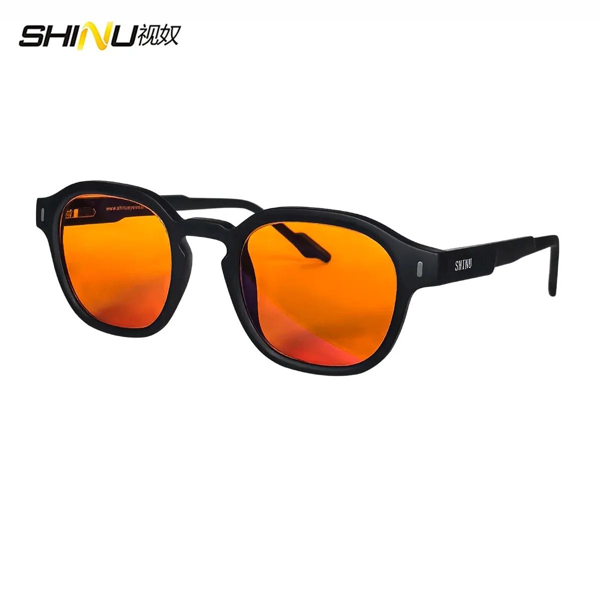 SHINU Anti lumière bleue lunettes dormir mieux lentilles rouges pour hommes lentille Orange lunettes
