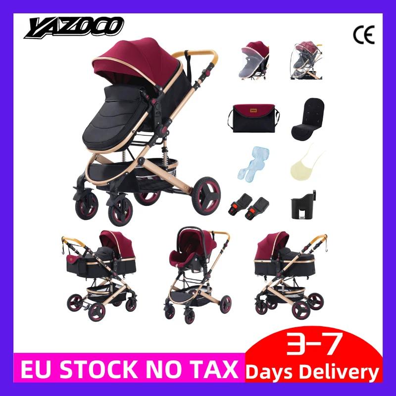 Poussette multifonction 3 en 1 avec panier de couchage et siège auto, poussette compacte pliable, po