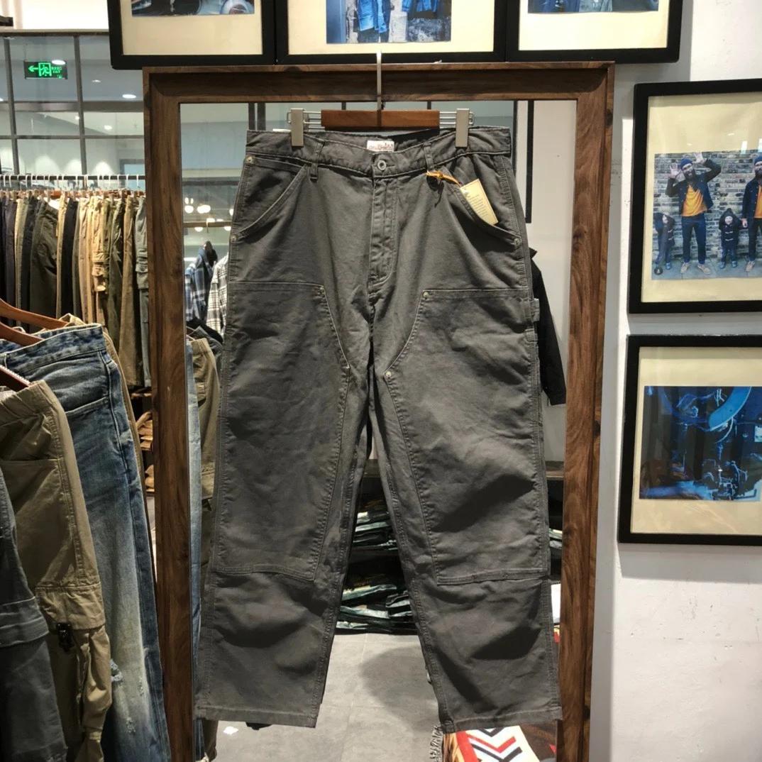 Poches lourdes coton hommes pantalon rétro américain décontracté dur gars en plein air mâle salopett