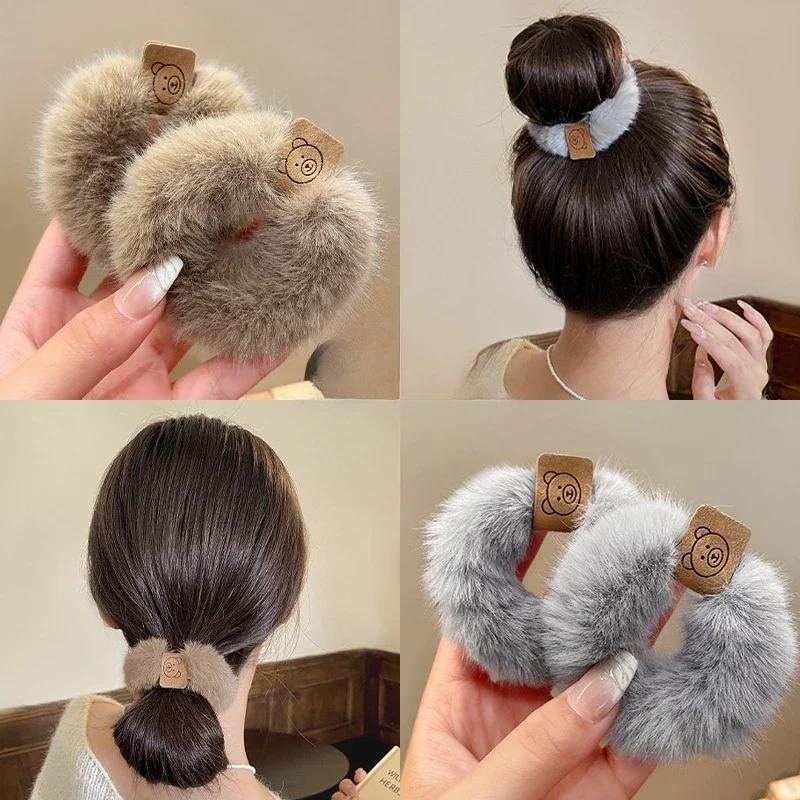 Corde à cheveux en peluche douce, optique coréenne, bandeau ours à haute élasticité, accessoires pou