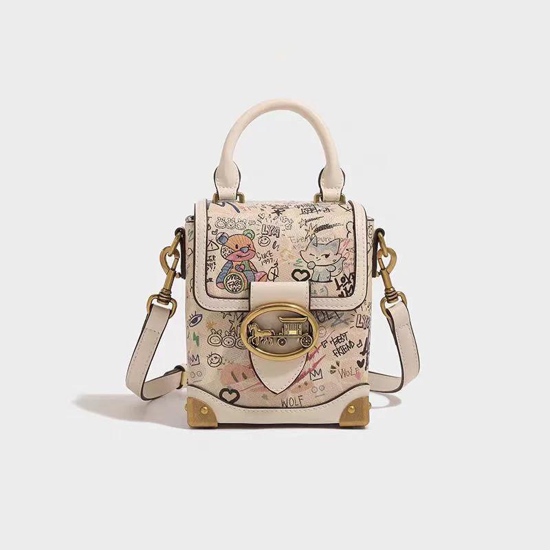 Nouvel Arrivage : Mini Sac Téléphone Ours Graffiti Cartoon – Sac Bandoulière Élégant pour Femme, Ten
