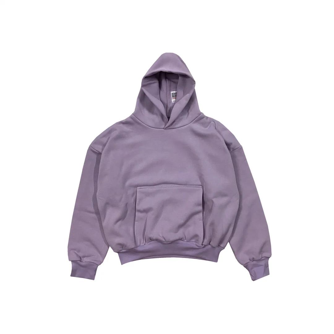Violet KANYE YZY Double couche solide à capuche hommes femmes haute qualité tissu lourd pull à capuc