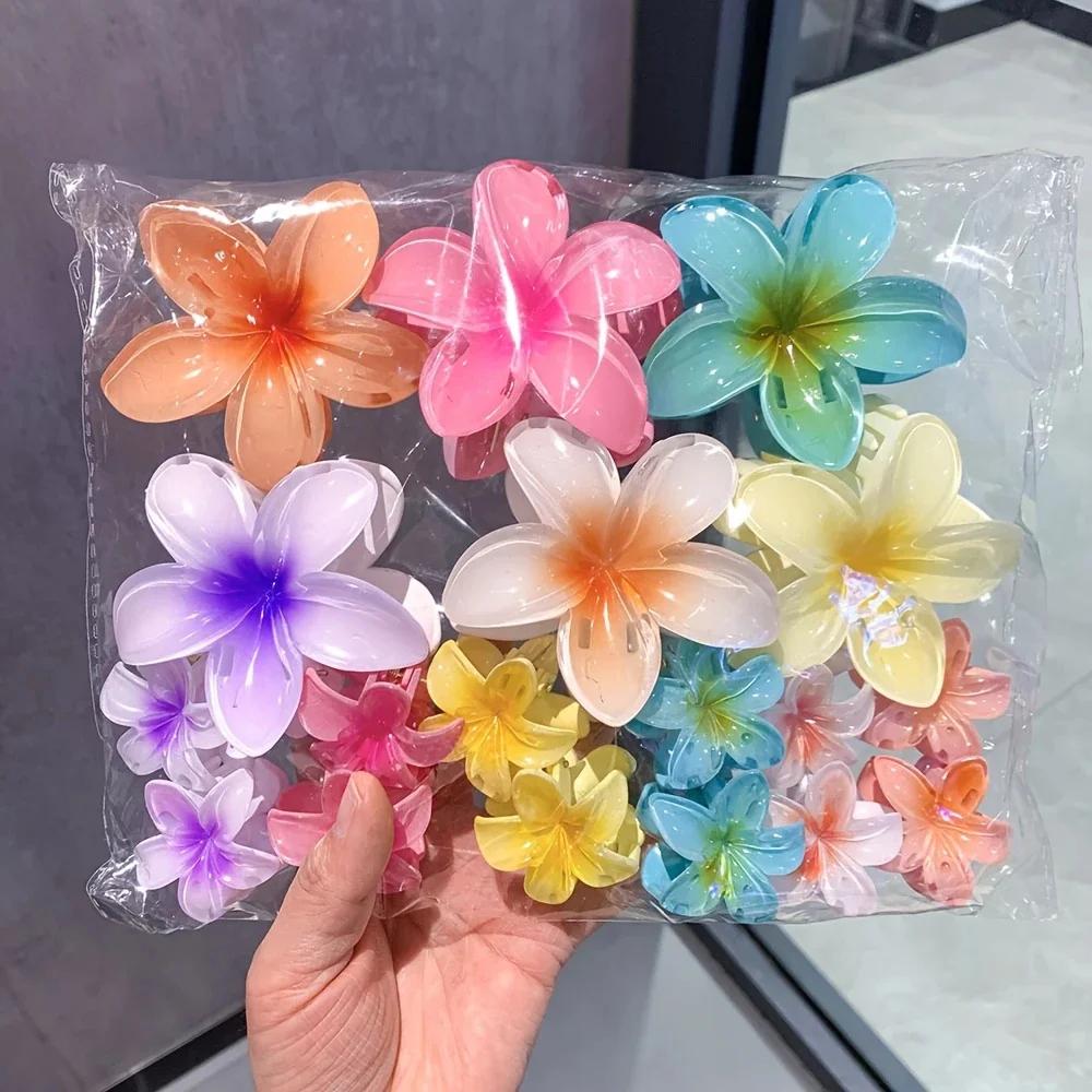 Pinces à cheveux en forme d'œuf, 3 ou 18 pièces, dégradé de couleur bonbon, fleurs adaptées au quoti