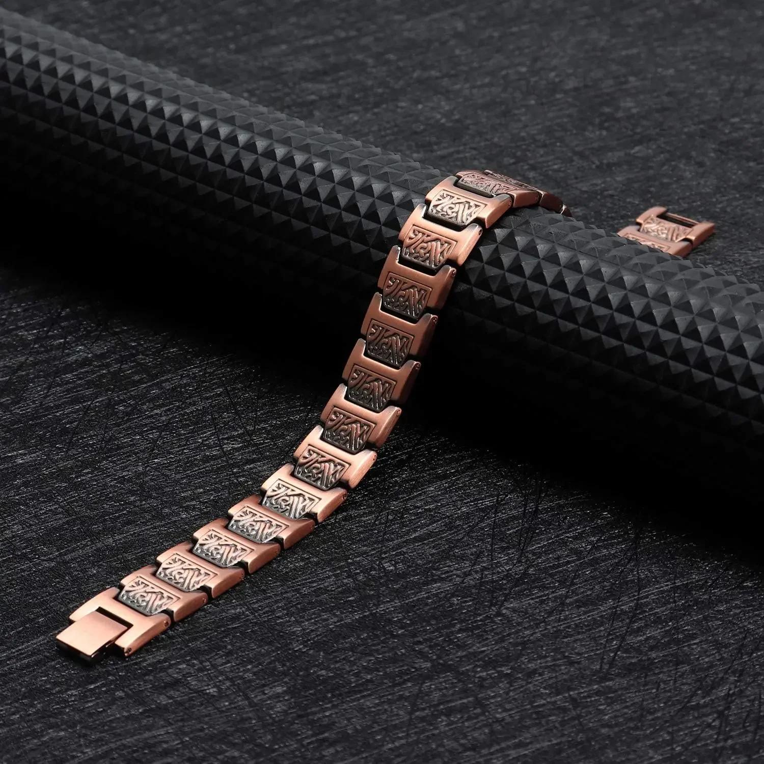 ARADOO Bracelet en cuivre pour hommes pur cuivre néodyme lien magnétique Bracelets bijoux cadeau