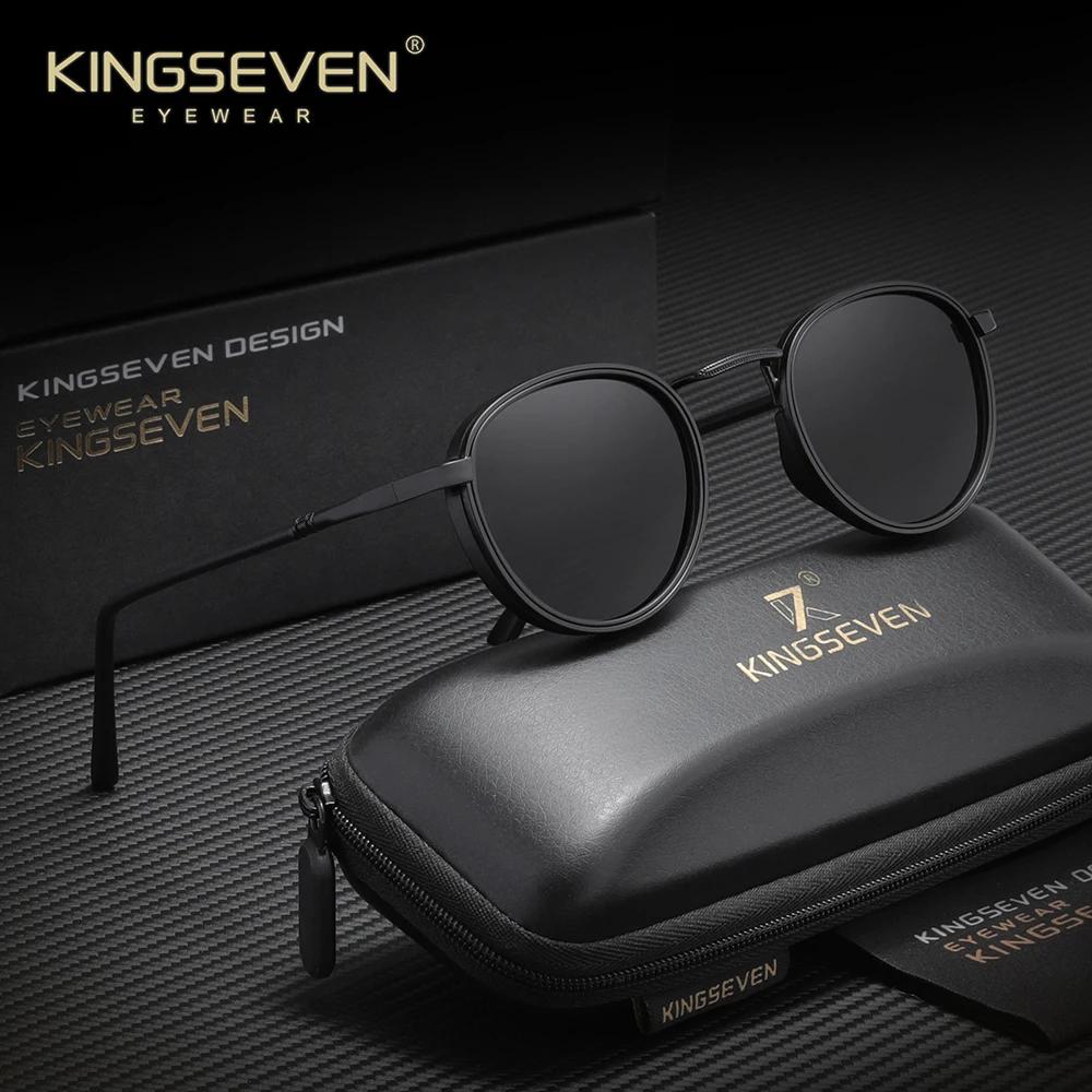 KINGSEVEN Lunettes de soleil rétro pour hommes et femmes, monture ronde, polarisées, accessoires de 