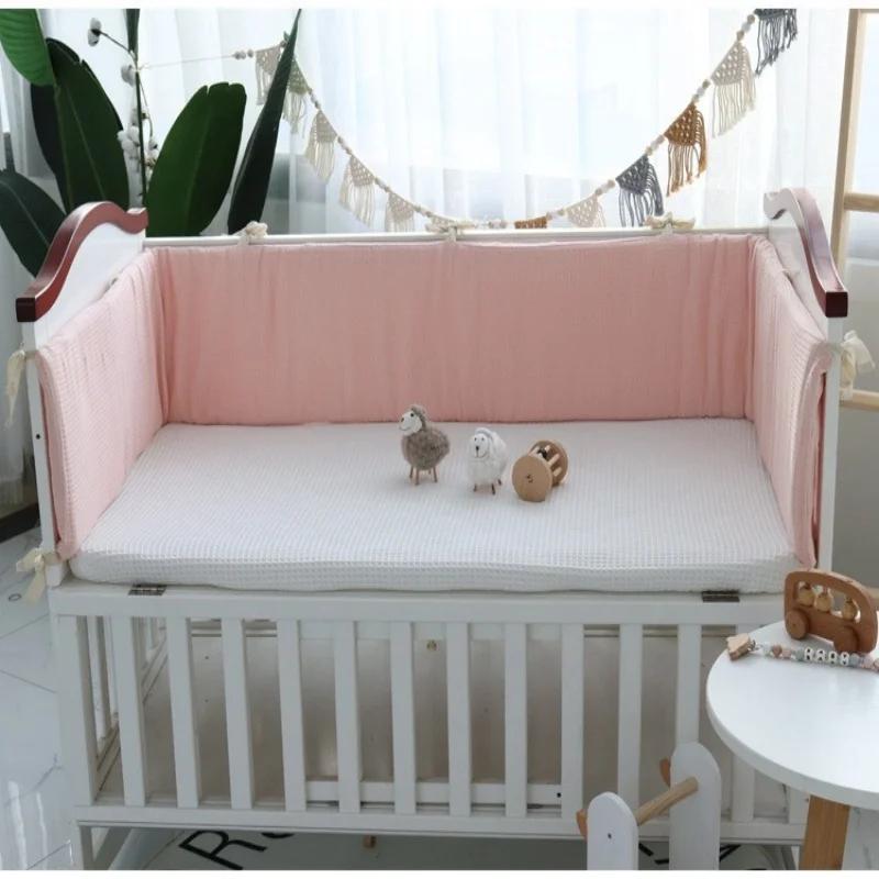 Ensemble de pare-chocs de berceau de bébé lavable en coton gaufré une pièce pour les nouveau-nés pou