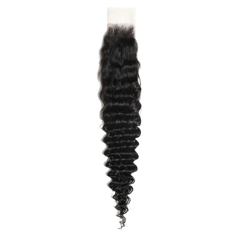 Perruque Lace Closure naturelle ondulée profonde, 12-22 pouces, 2x6, dentelle suisse transparente, p