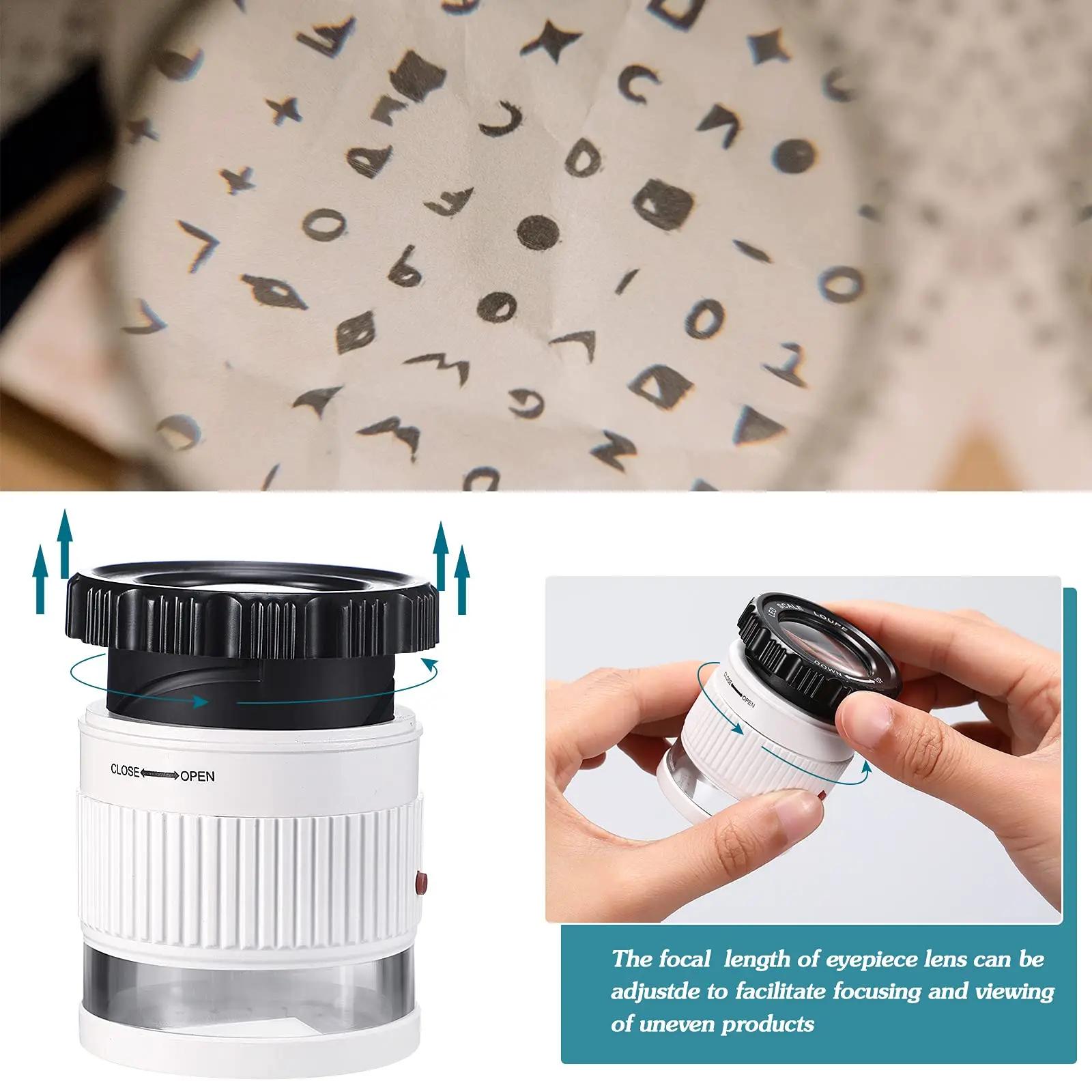 Loupe cylindrique portative 30X avec échelle LED lumière UV Loupe éclairée Focale réglable HD Loupe 