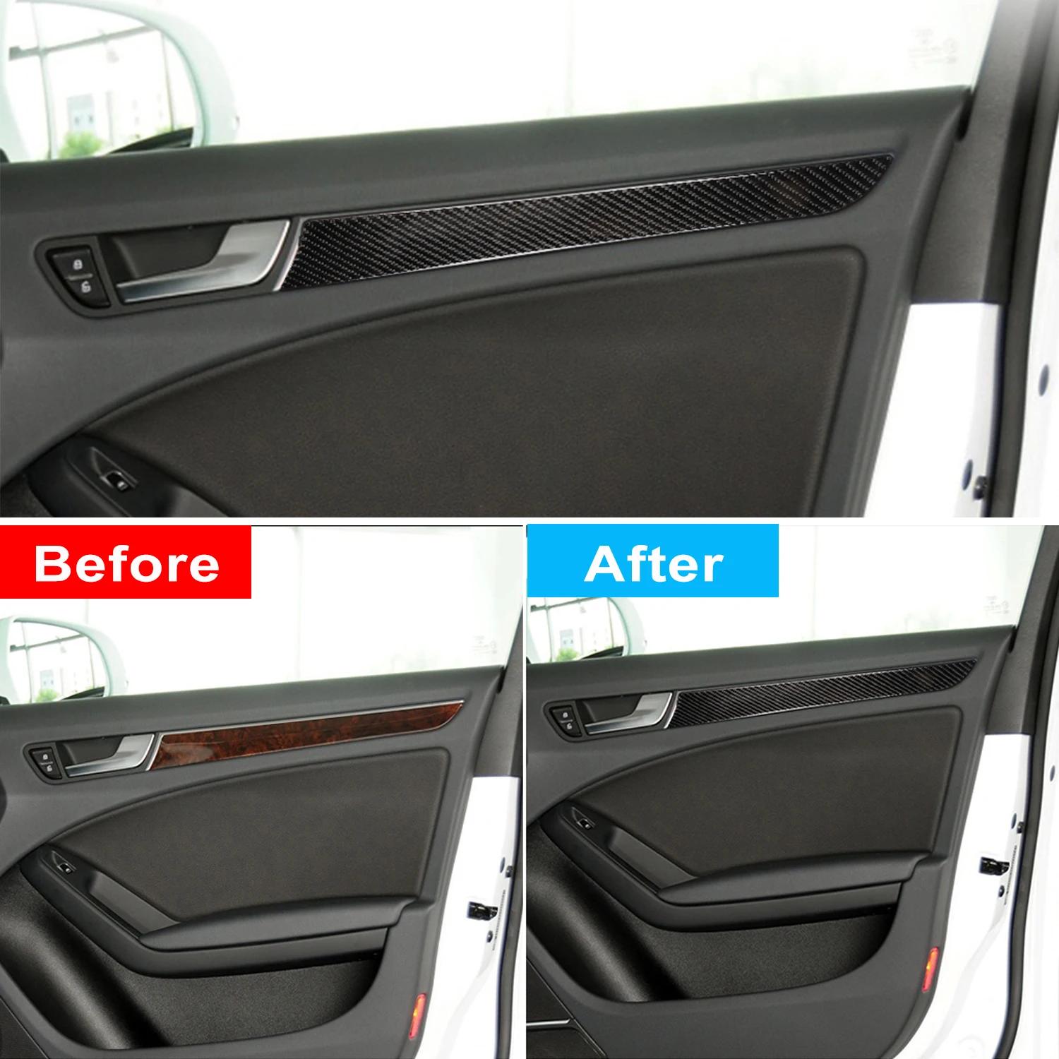 Revêtement d'habillage de panneau de porte de fenêtre en Fiber de carbone, pour Audi A4 B8 A5 2010 2