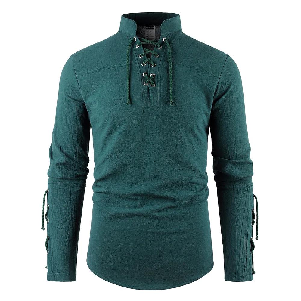 Robe de Pirate médiévale pour hommes, Streetwear élégant, Style gothique d'halloween, hauts à col en