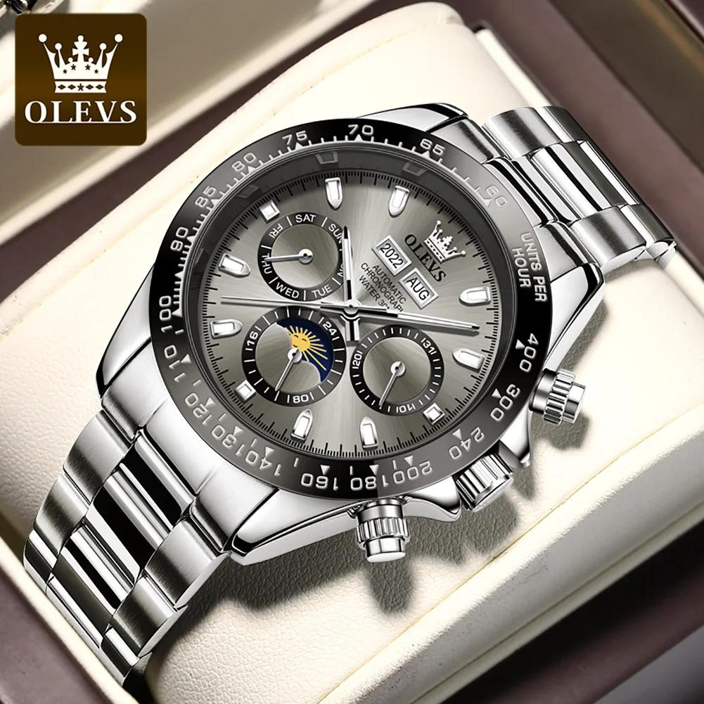 OLEVS 6654 montre de luxe pour hommes chronographe automatique mécanique montre-bracelet étanche lum