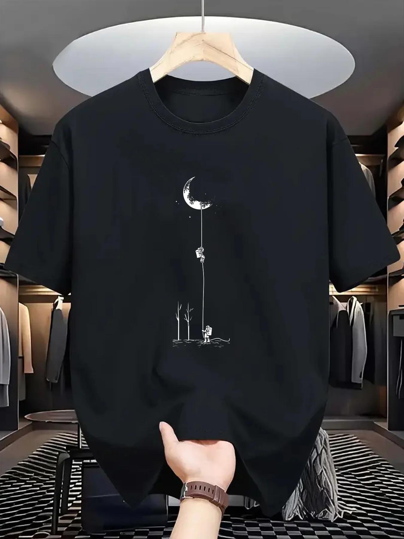 T-shirt à manches courtes et col rond pour hommes, 100% pur coton, coupe ample, décontracté, grande 