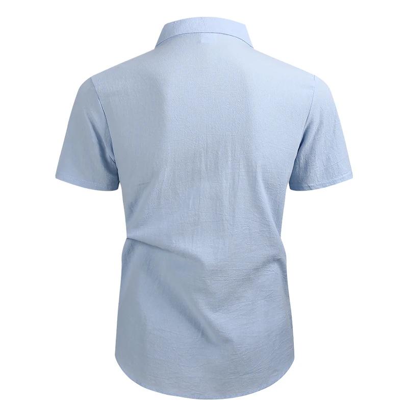 Chemise 100% Lin et Coton pour Homme, Manches Courtes, Hauts Masculins, Vêtements de Marque 2026, Ch