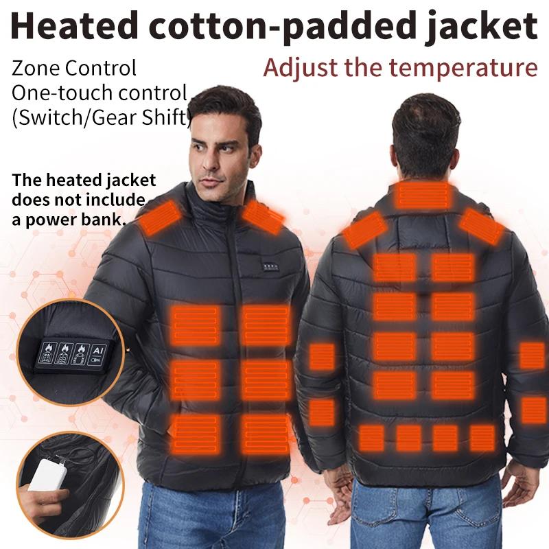 Veste chauffante pour hommes à quatre zones 27 zones Manteau chauffant à capuche chaud pour l'extéri