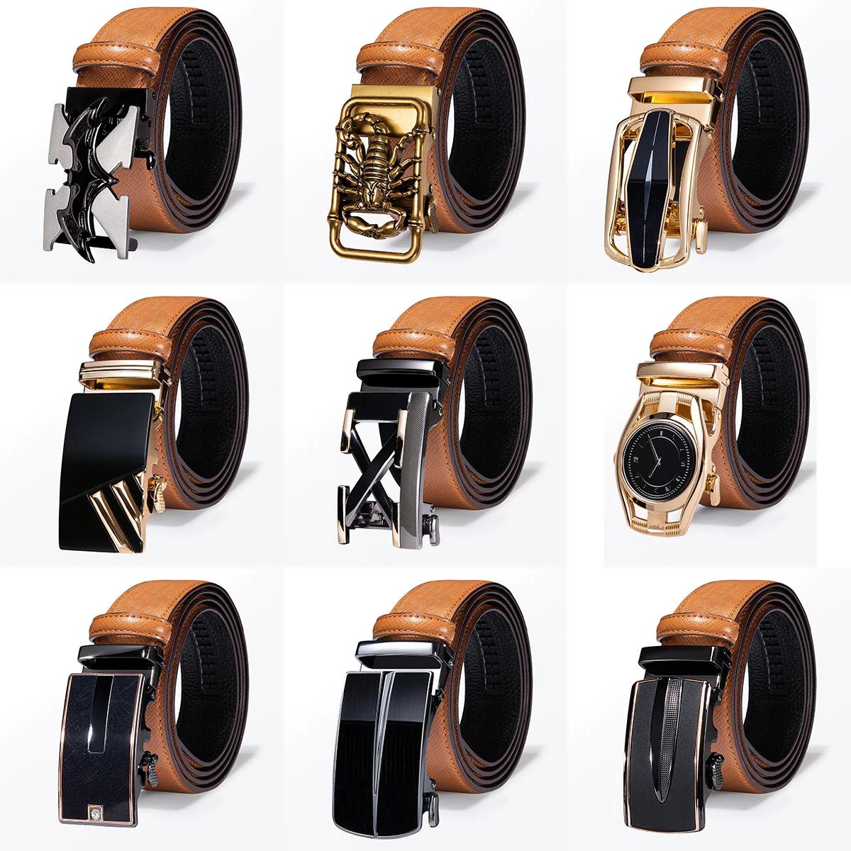 Hi-Tie hommes Orange marron ceinture pour jean nouveau jaune vert bleu cuir jean ceintures mode Cowb