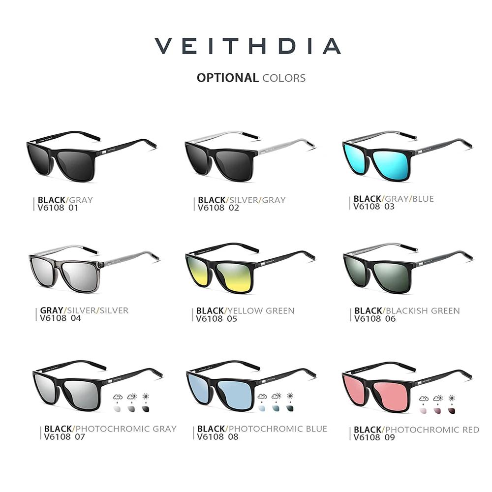 VEITHDIA marque lunettes de soleil unisexe rétro aluminium + TR90 lunettes de soleil polarisées lent