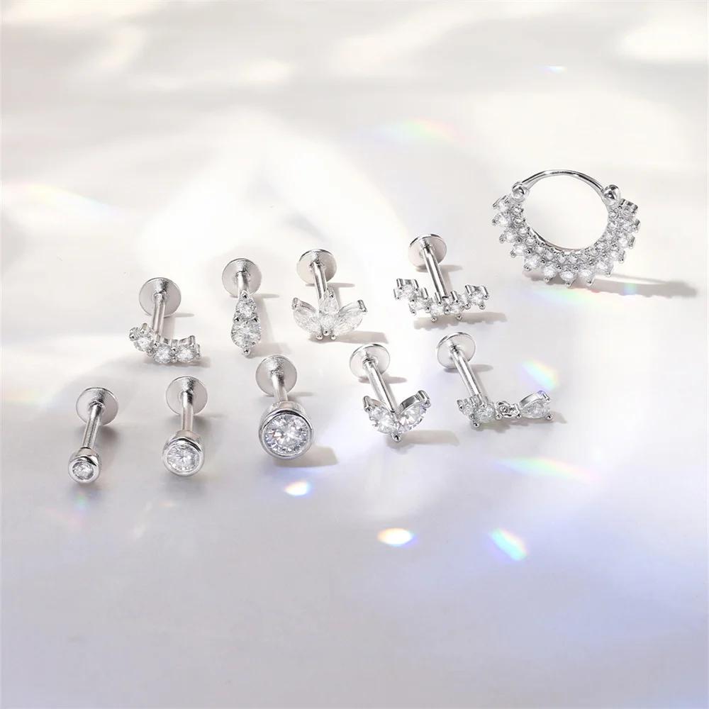 Aide Moissanite diamant boucles d'oreilles pour femmes original 925 en argent Sterling vis arrière f