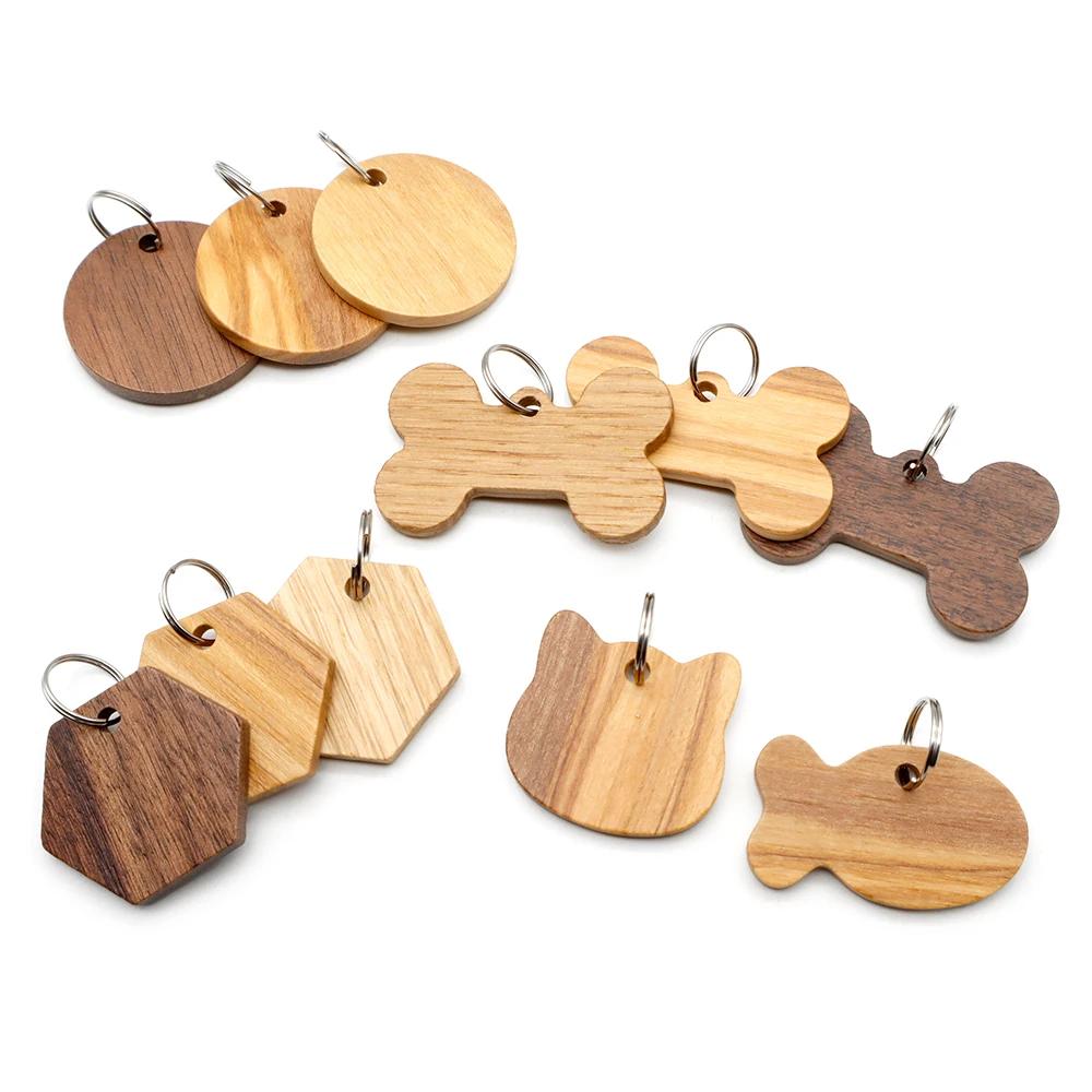 Étiquette d'identification de chien en bois, plaque signalétique personnalisée pour chiot, Anti-pert