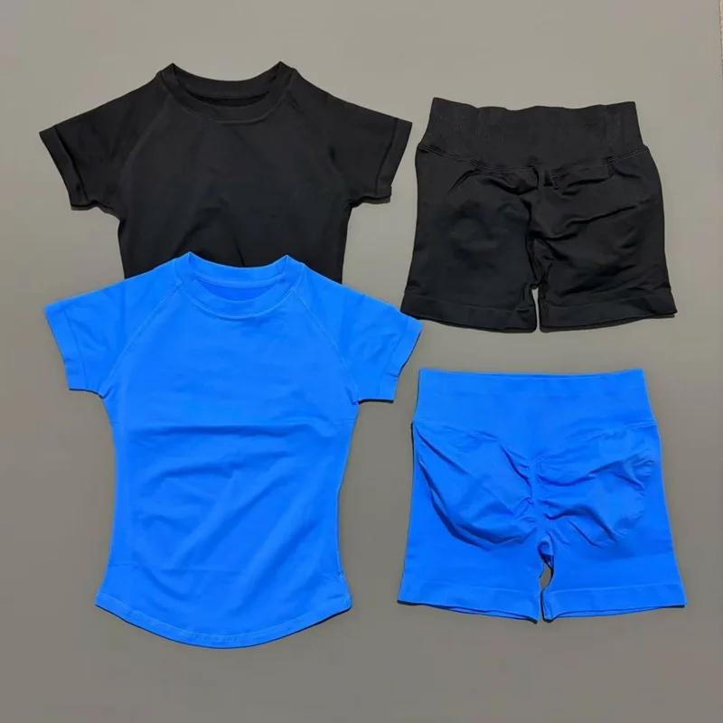 Ensemble de sport HISTELLO 2 pièces, vêtements de yoga sans couture à manches courtes, ensemble de f
