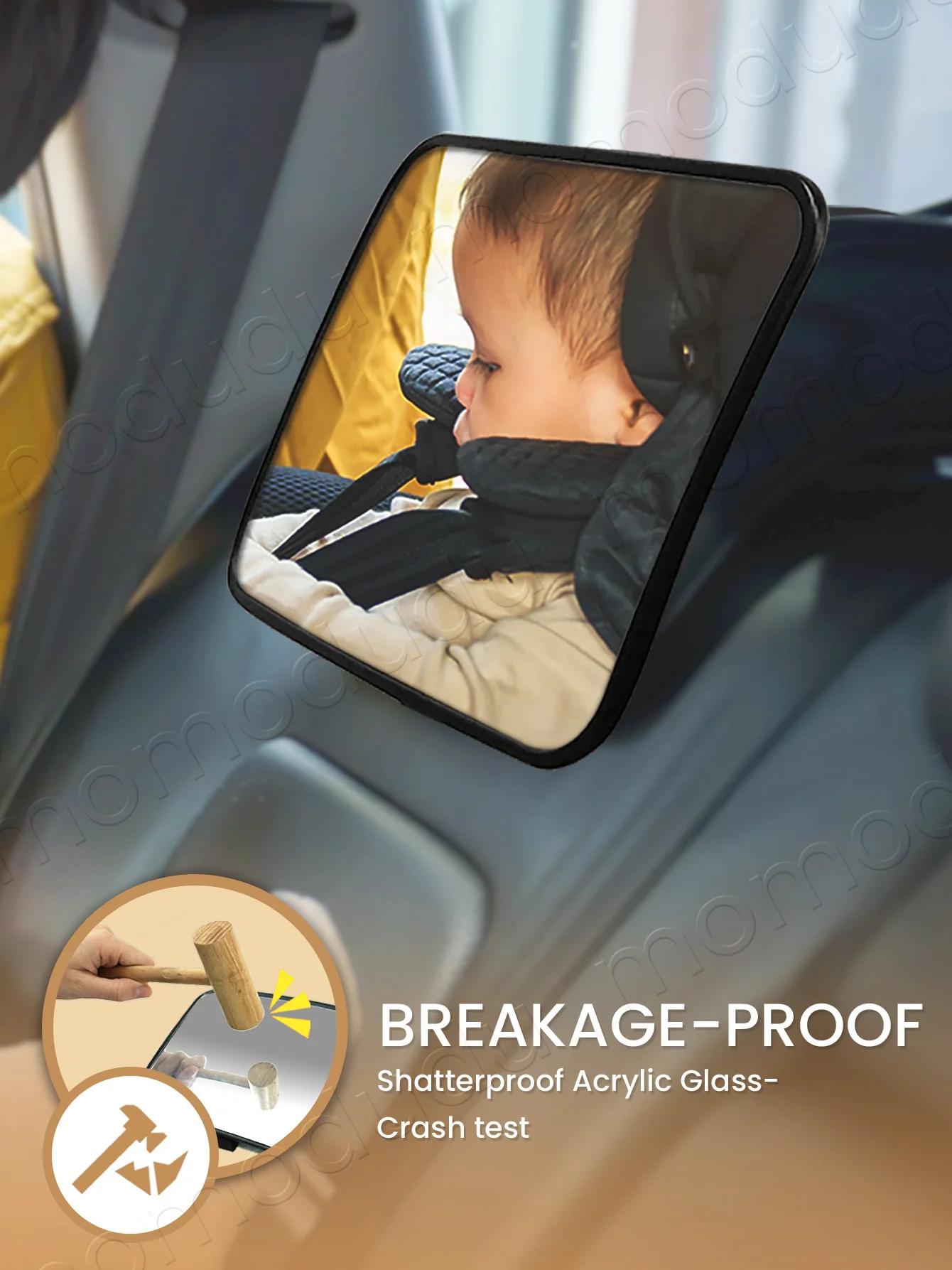 Rétroviseur de voiture pour bébé incassable, miroir arrière pour bébé, vue claire en cristal plus la