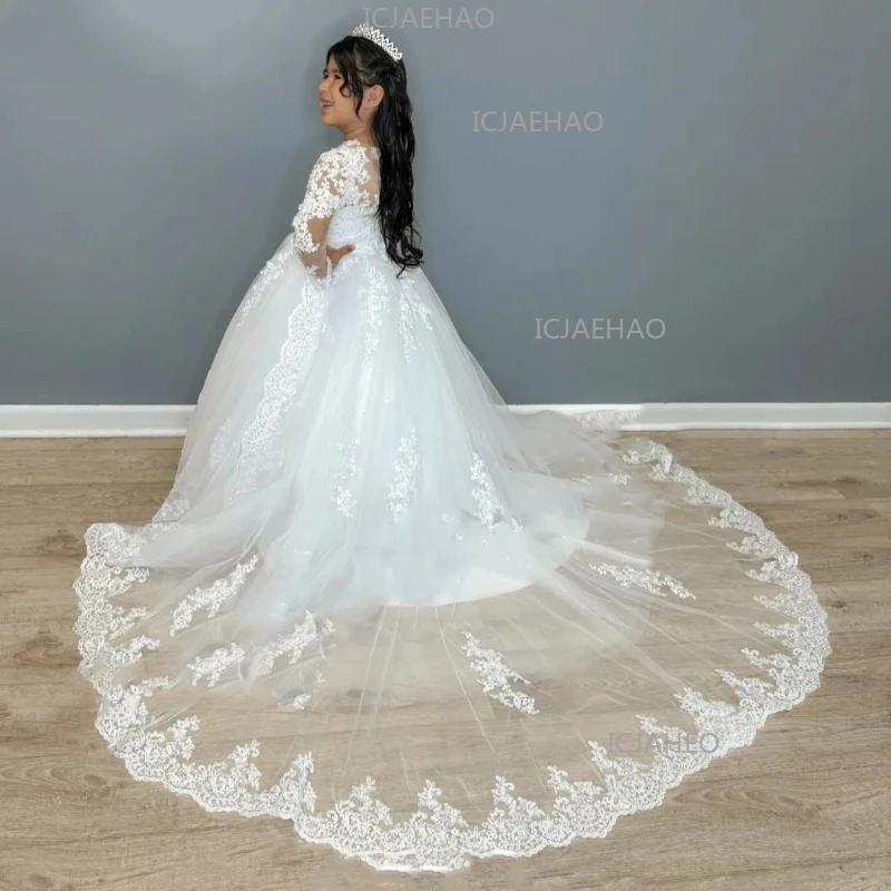 Robe de soirée blanche pour enfants 2026Sleeve Performance Host Birthday Kids, longue, style tutu, a