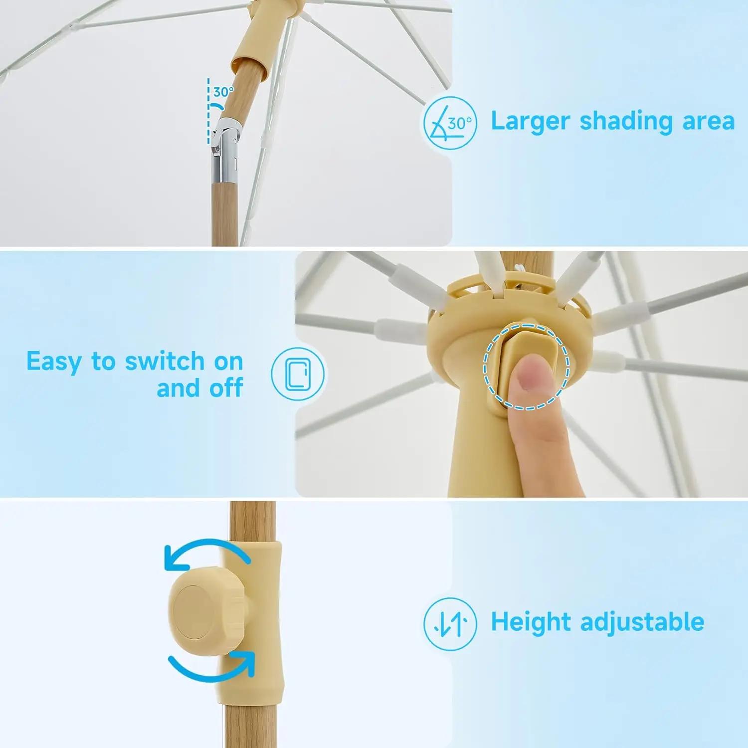 Parasol Bohème de 6,5 pieds avec franges, protection UPF50+, design inclinable pour la plage et les 