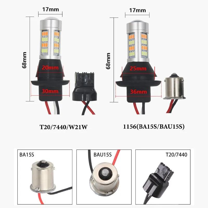 T20 W21W WY21W 7440 BA15S BAU15S 1156 voiture LED 42LED 2835 DRL Auto feux de jour antibrouillard