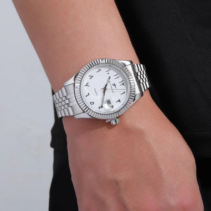 Nouveaux hommes Date montres haut de gamme de luxe calendrier décontracté en acier inoxydable affair