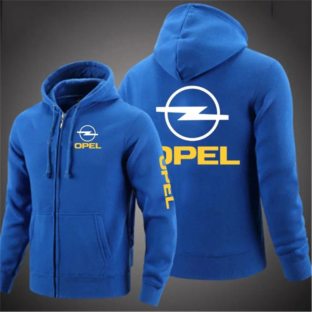 Opel – veste à manches longues de couleur unie pour hommes, avec capuche et fermeture éclair imprimé