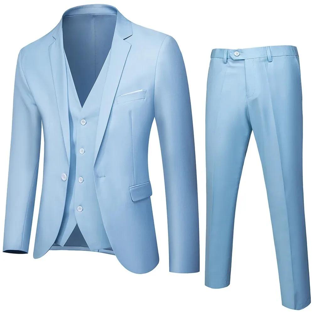 Costume pour homme de style coréen, deux pièces, coupe ajustée, formel, pour mariage, tenue de témoi