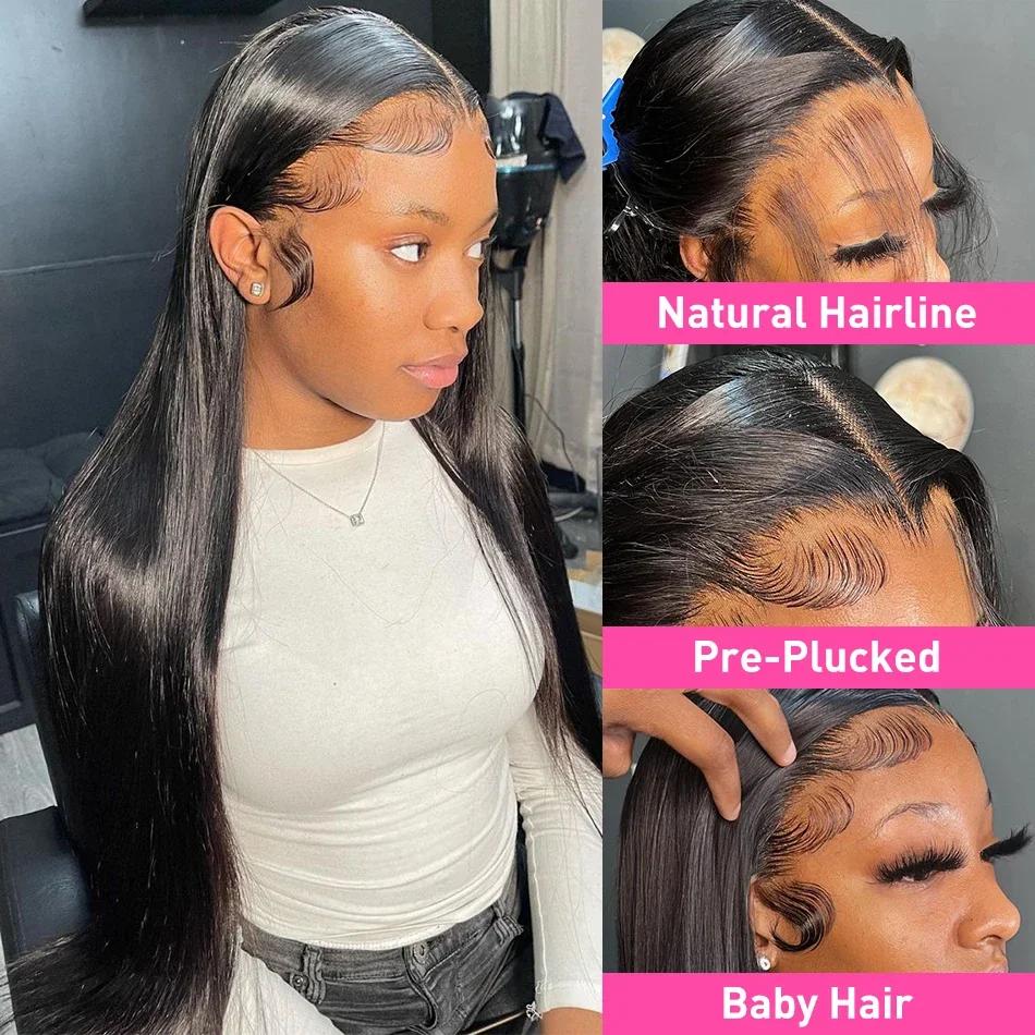 Sophia-Perruques de cheveux humains droites pour femmes noires, perruque pré-plumée, dentelle HD, de