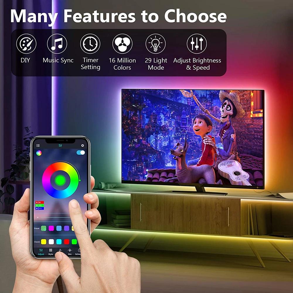 USB 5V LED lumières pour TV avec contrôle APP ruban Flexible RGB5050 30 LED s/m TV LED rétro-éclaira