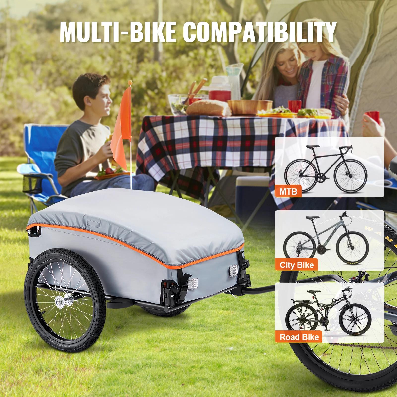 SucceBuy 100 lb remorque de chargement de vélo chariot de vélo pliable avec couvercle étanche et réf