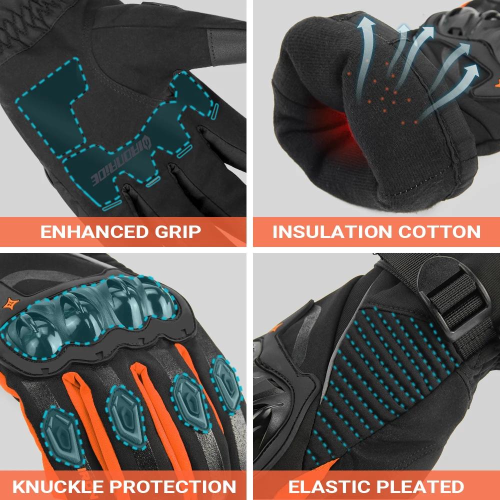 Gants de Moto d'hiver imperméables Gant Moto chaud hommes doigt complet Moto gants écran tactile Gua