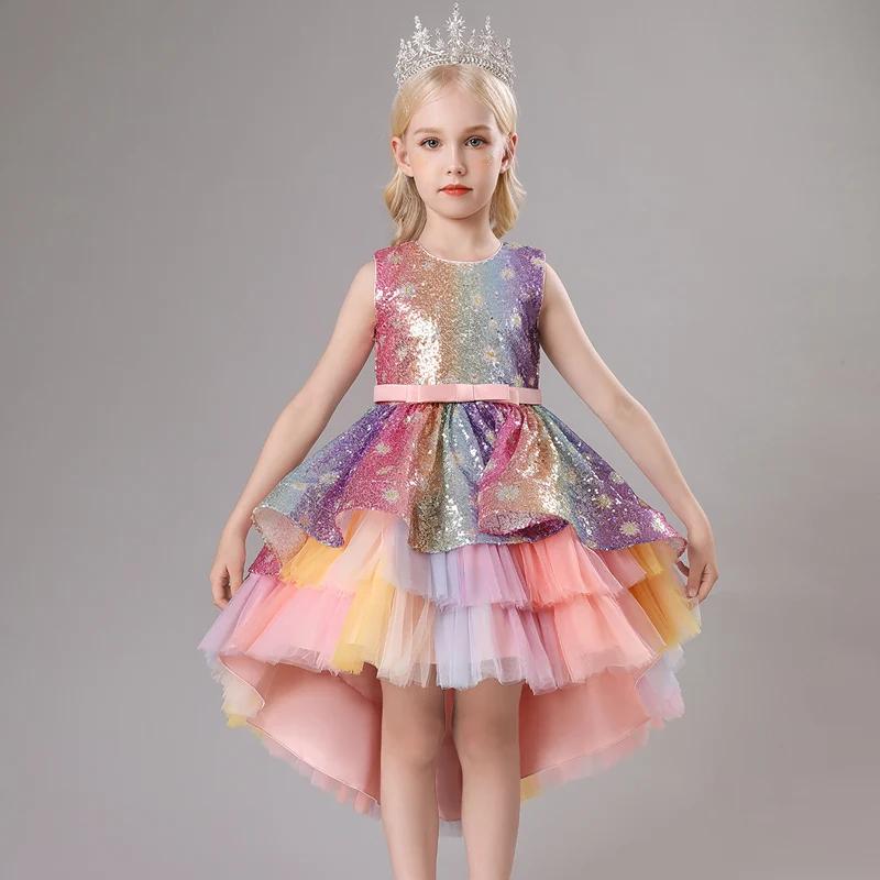 S002 robe pour enfants traînant princesse Spot rose filles 1 juin Performance été nouveau 2023 dente